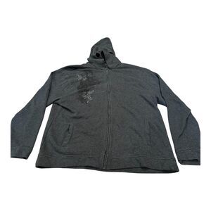 STAMP 10 early 2000's y2k graphic grey zip-up hoodie. Size XXL fits closer to XL